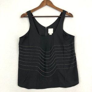Line & Dot Women's Size Medium Black Chain Detail Sleeveless Crepe Blouse